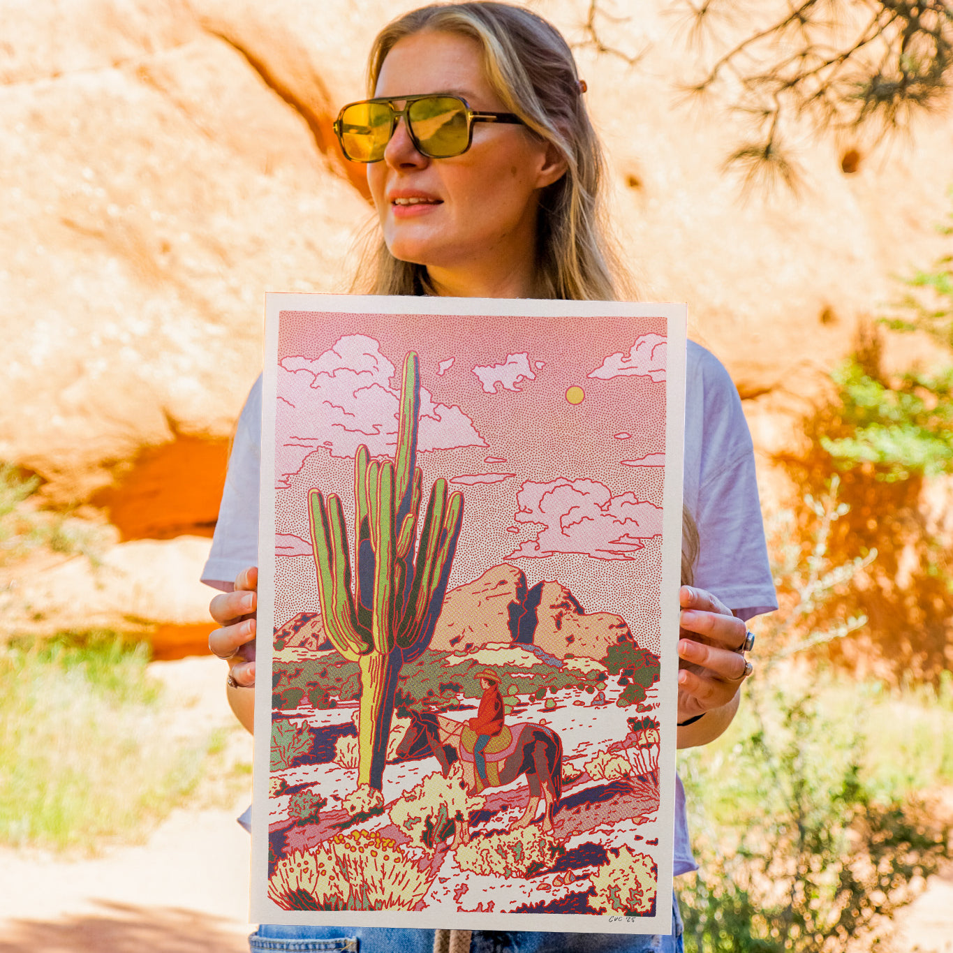 Saguaro Cowboy Art Print