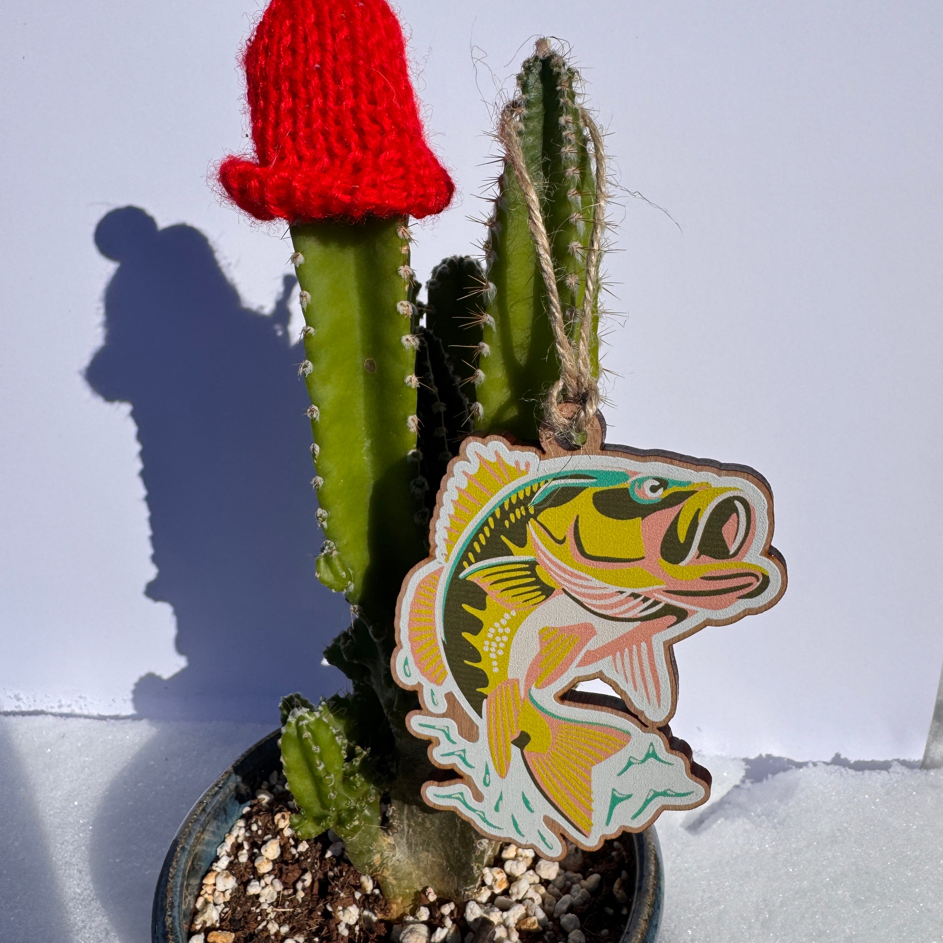 Leaping Bass Wooden Ornament