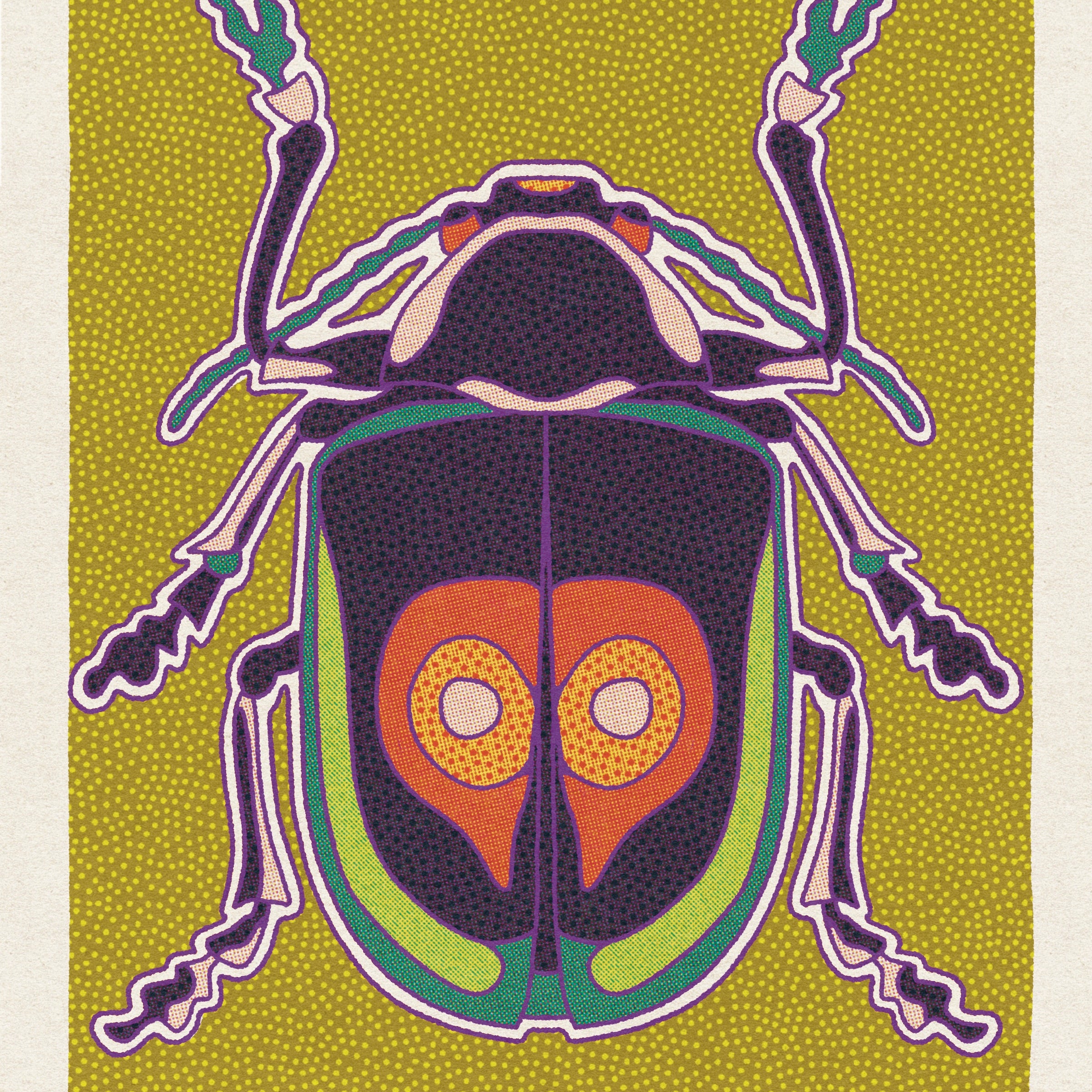 Purple and Green Beetle Art Print