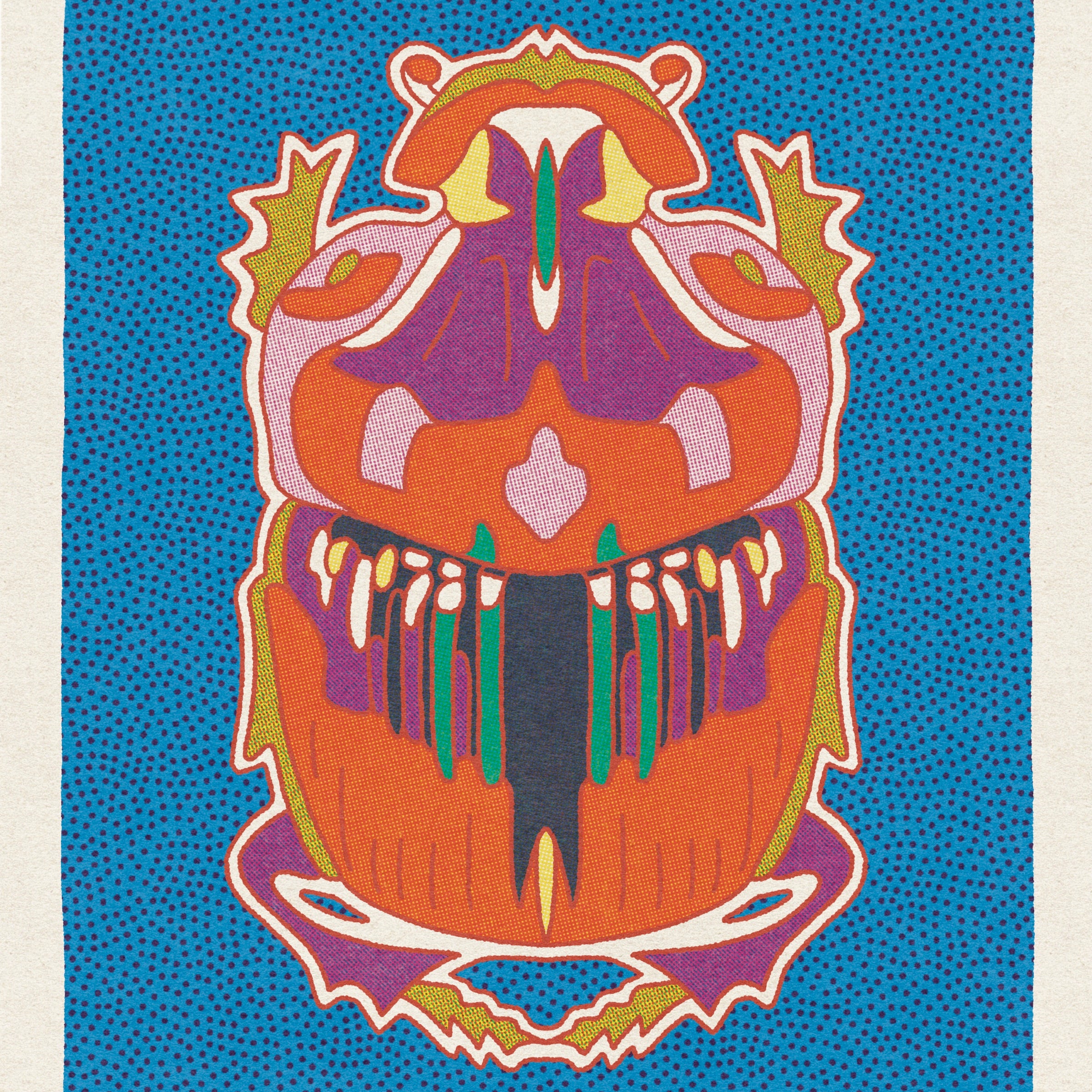 Orange and Blue Beetle Art Print