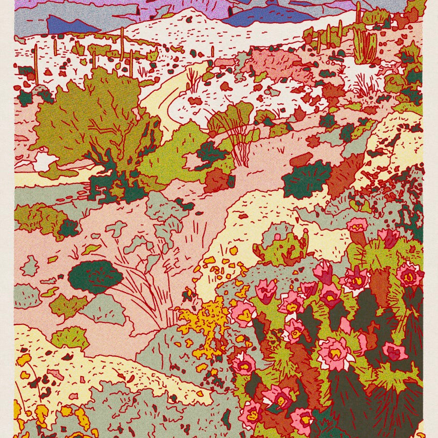 Vertical Mountain Cactus Art Print