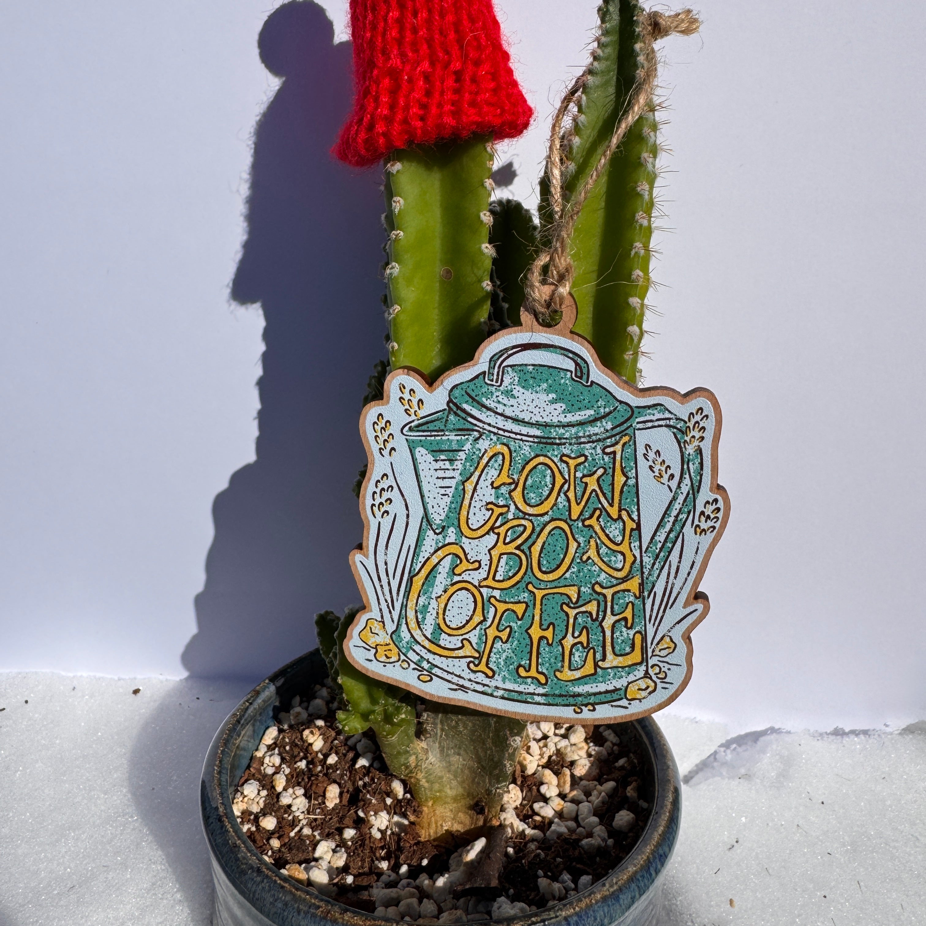 Cowboy Coffee Wooden Ornament