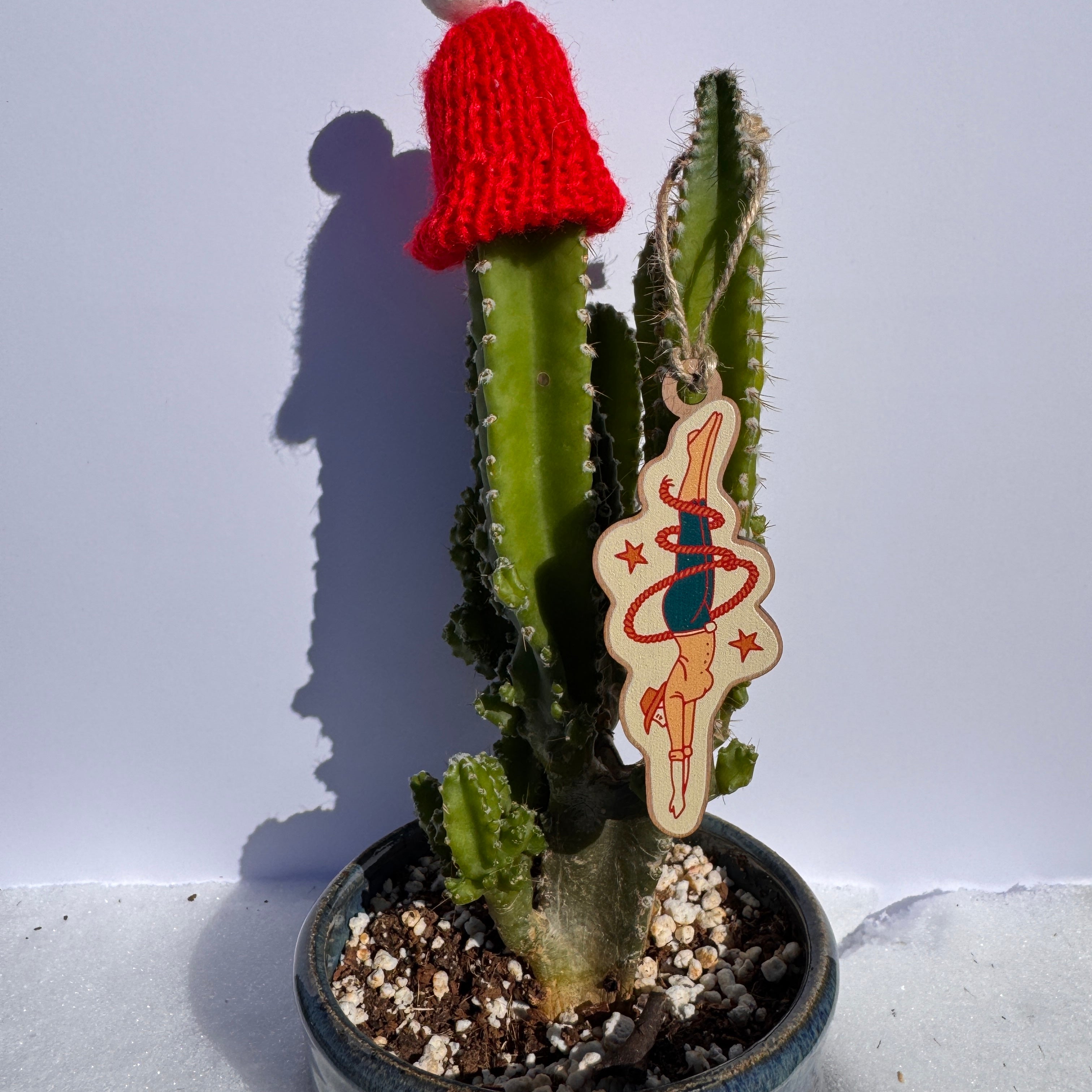 Diving Cowgirl Wood Ornament