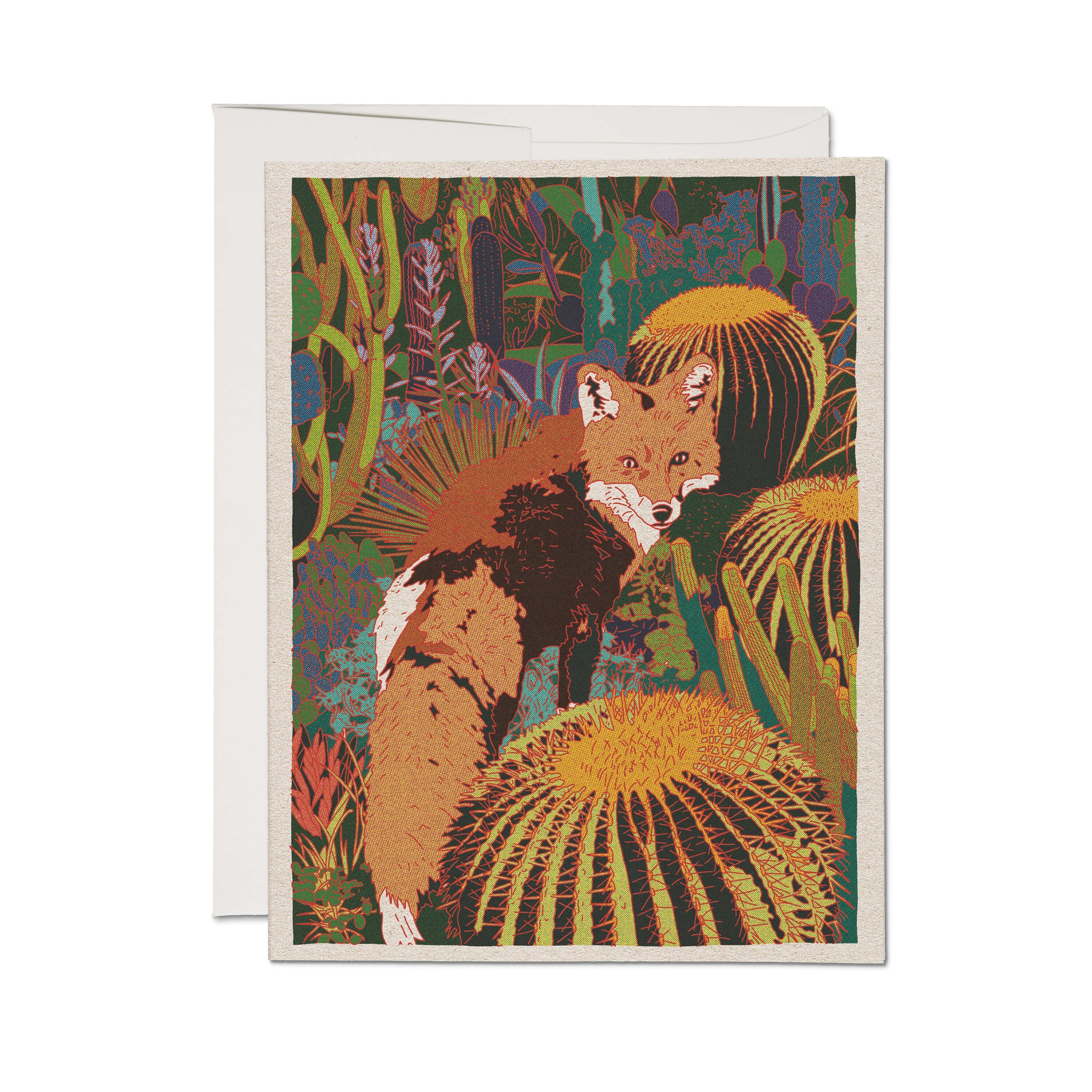 Fox and Cacti Greeting Card