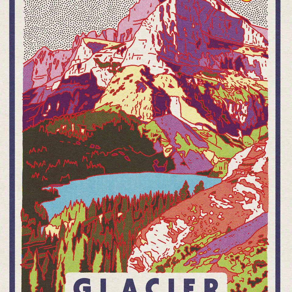 Glacier National Park Screen Print (18" x 24")