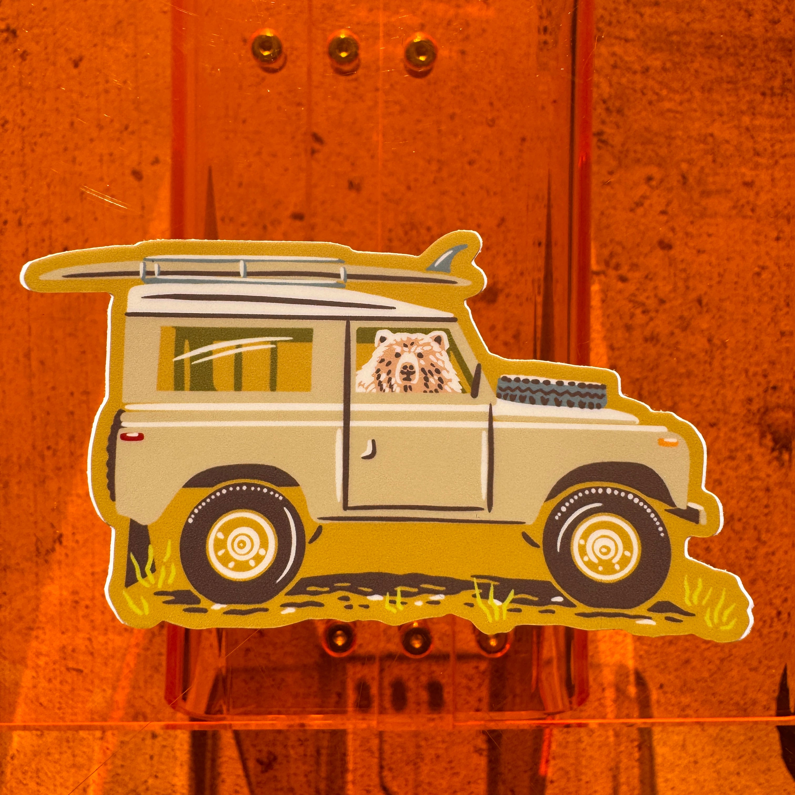 Bear-in-a-Rover Sticker