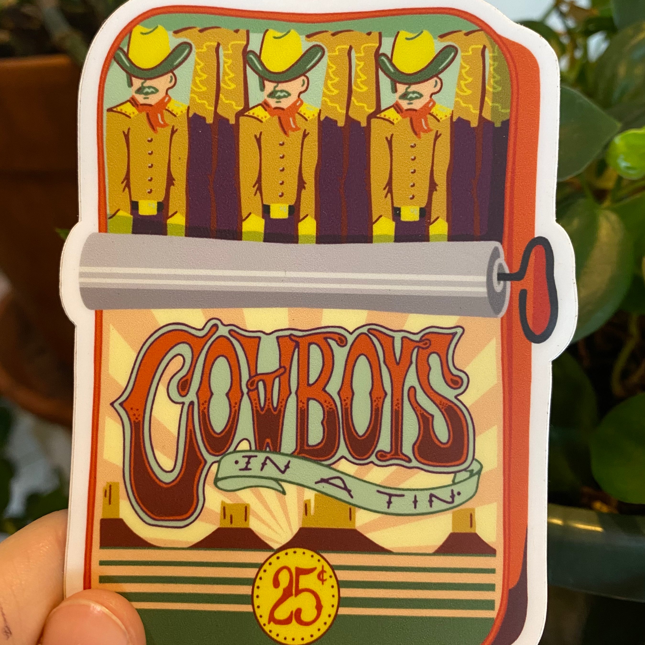 Cowboys in a Tin Sticker