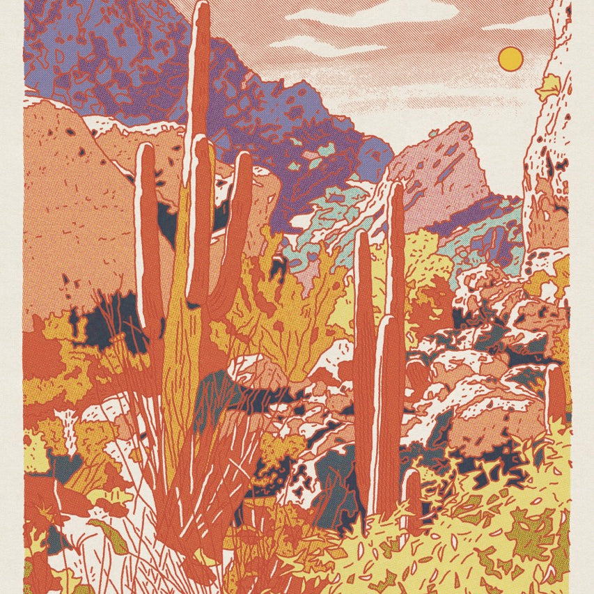 Red Cacti Desert Art Print