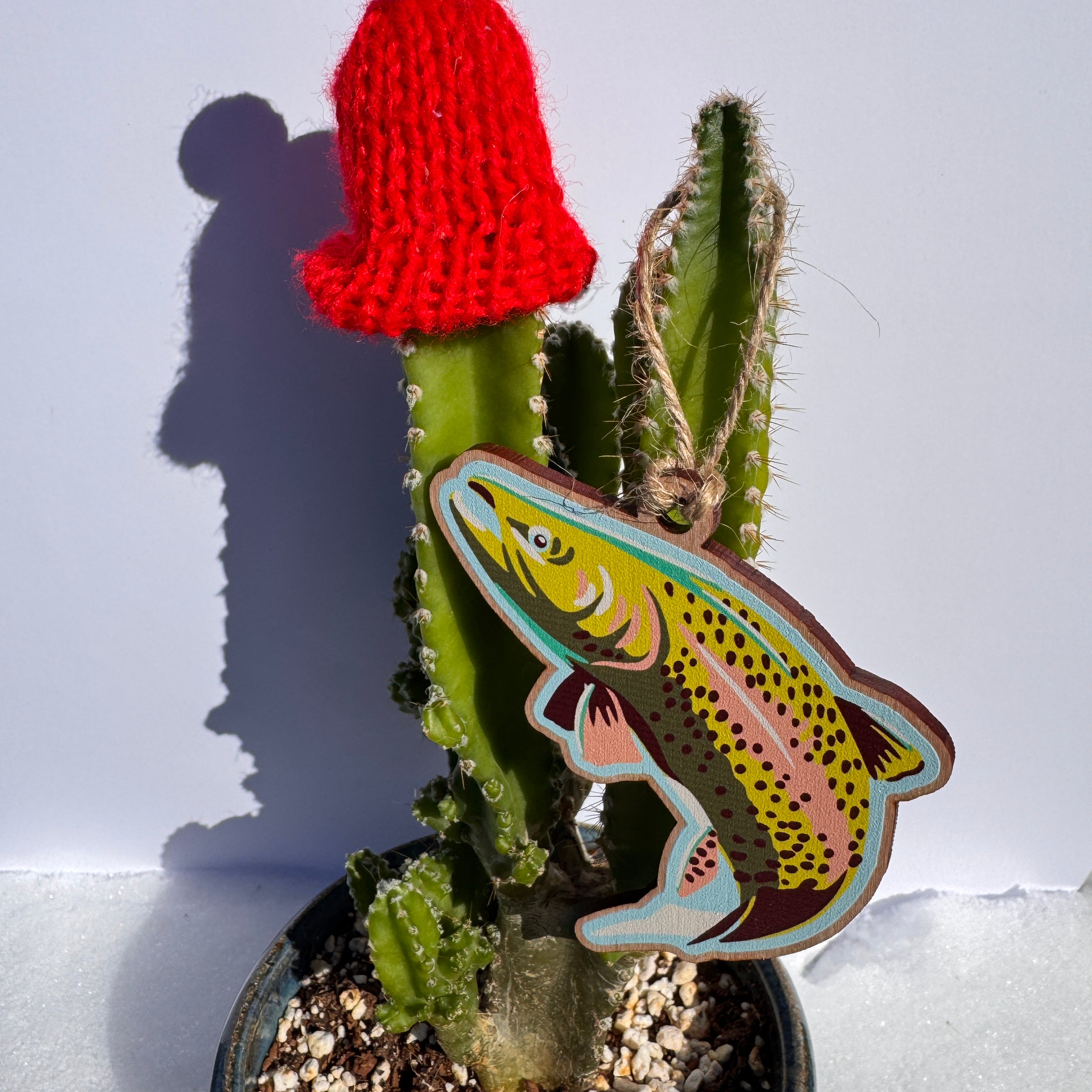 Leaping Trout Wooden Ornament