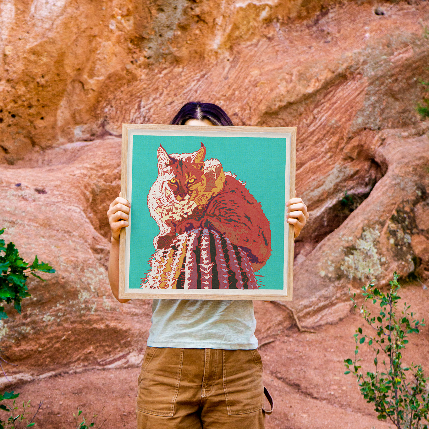 Bobcat Cactus Art Print