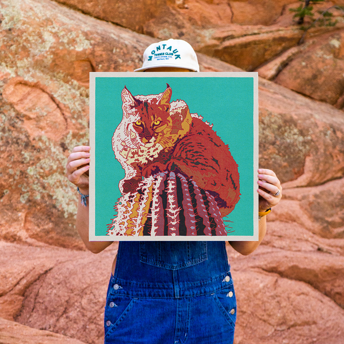 Bobcat Cactus Art Print