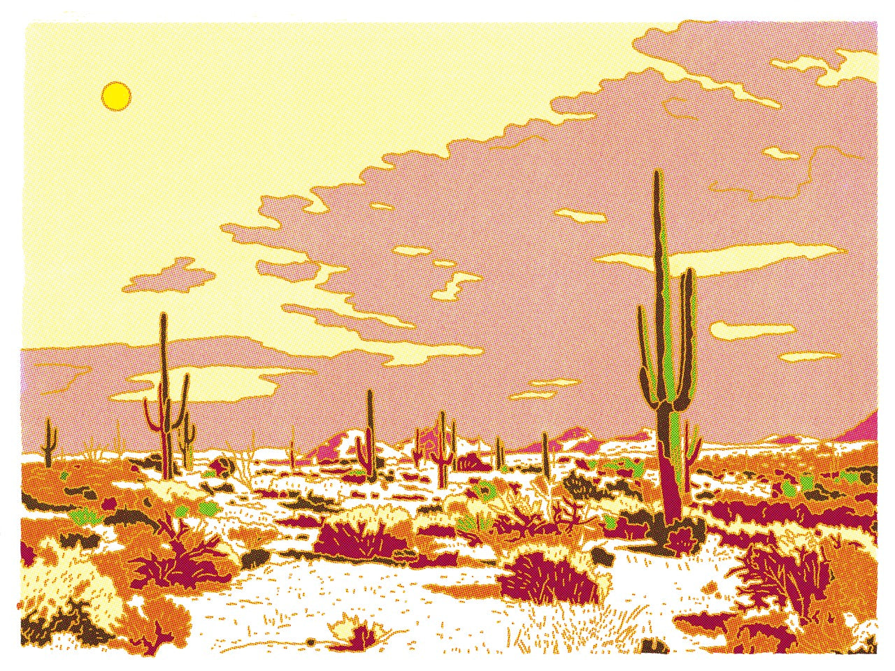 Saguaro Desert Art Print (24" x 18")