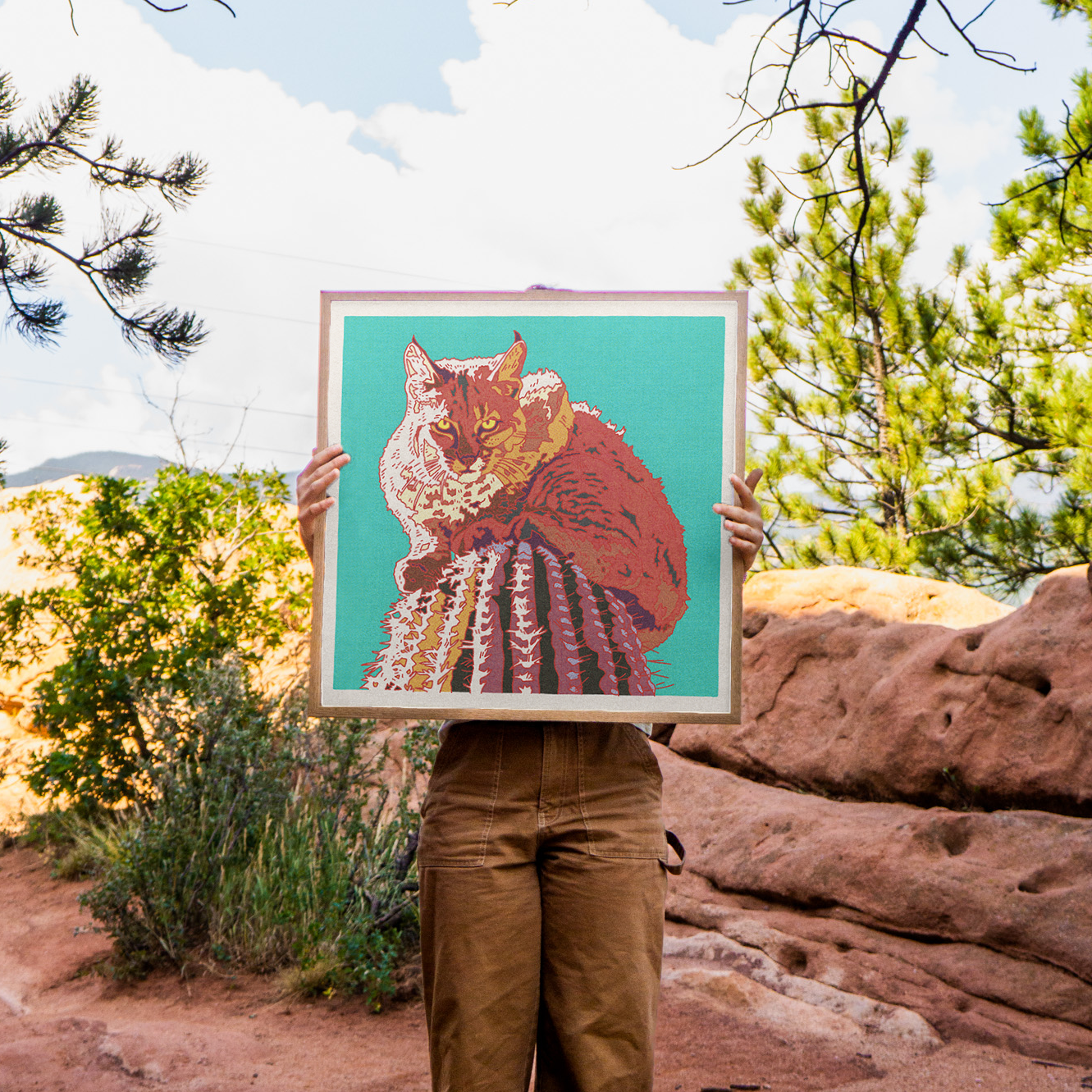 Bobcat Cactus Art Print