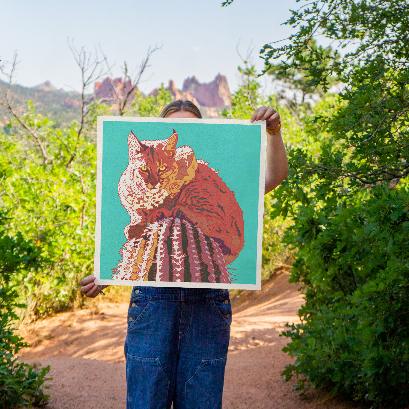 Bobcat Cactus Art Print
