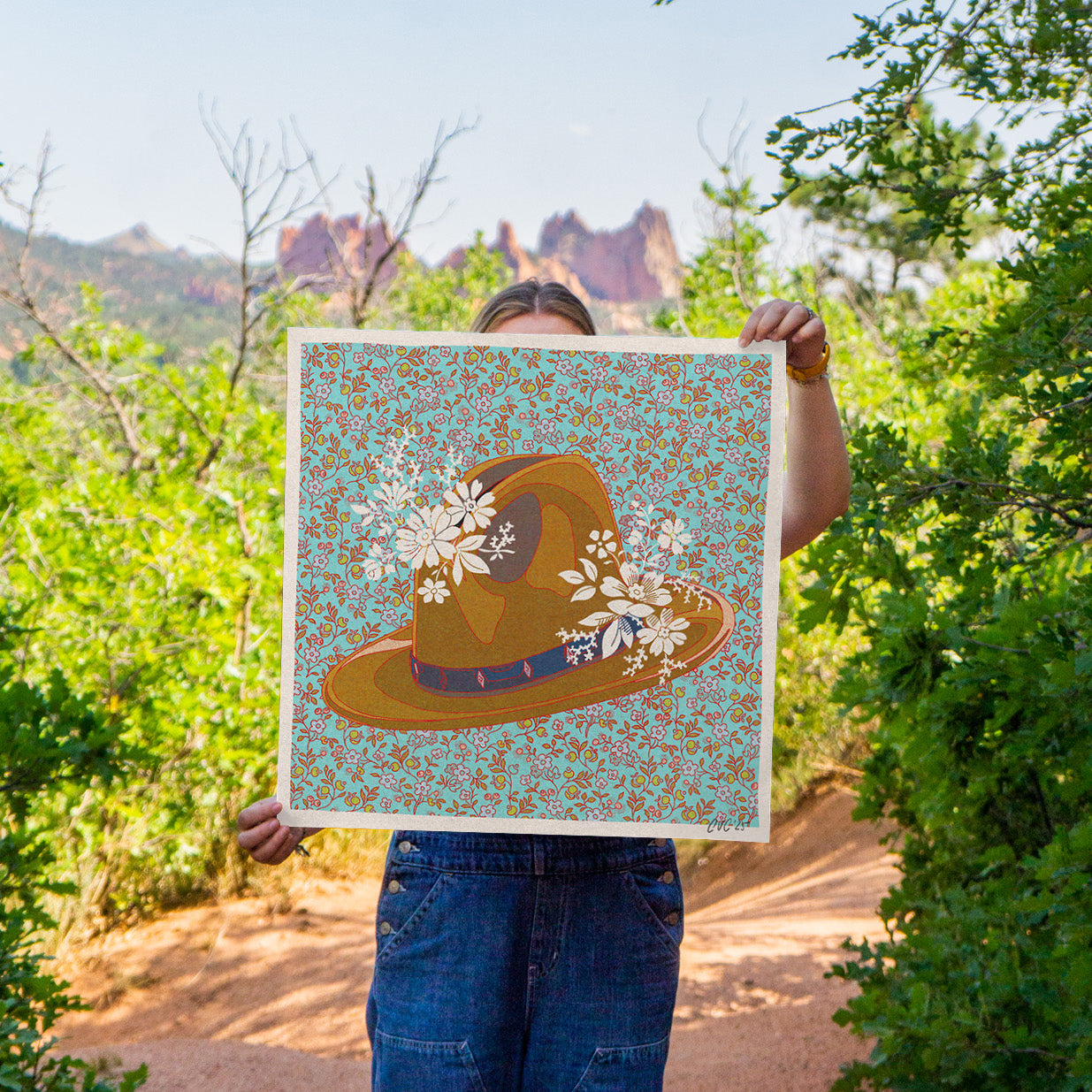 Brown and Teal Cowboy Hat