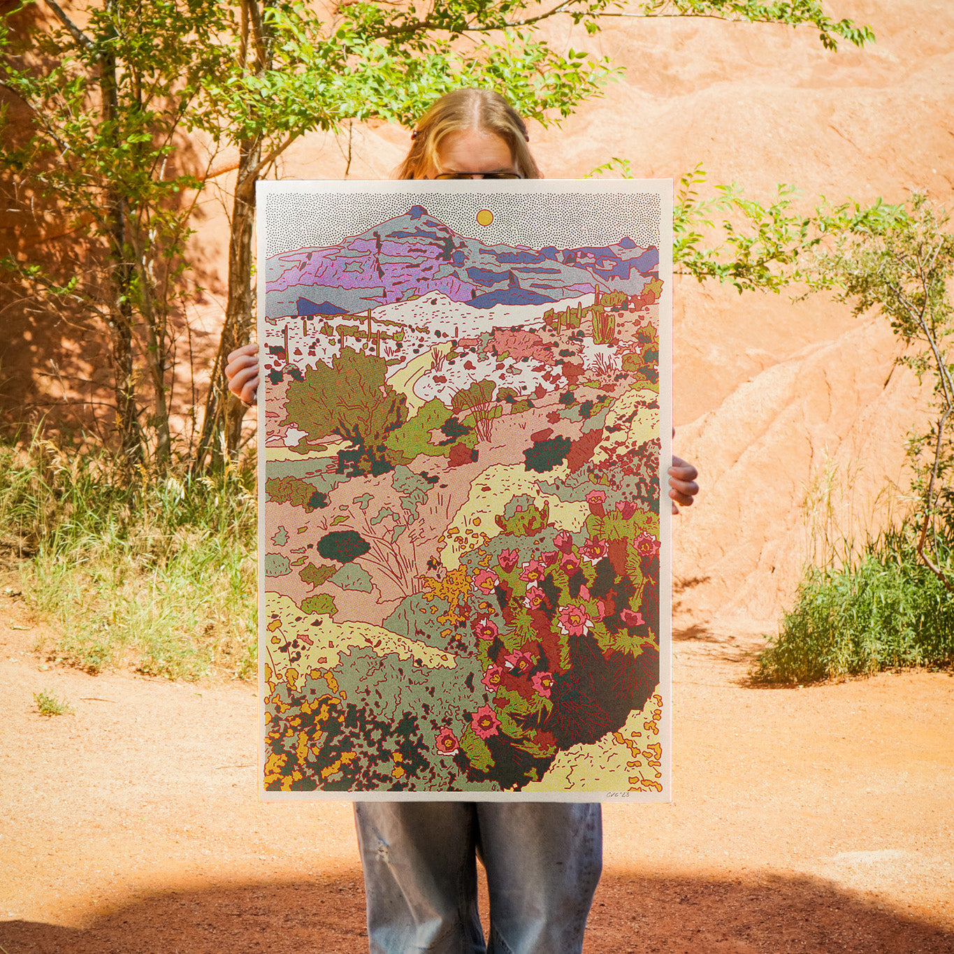Vertical Mountain Cactus Art Print