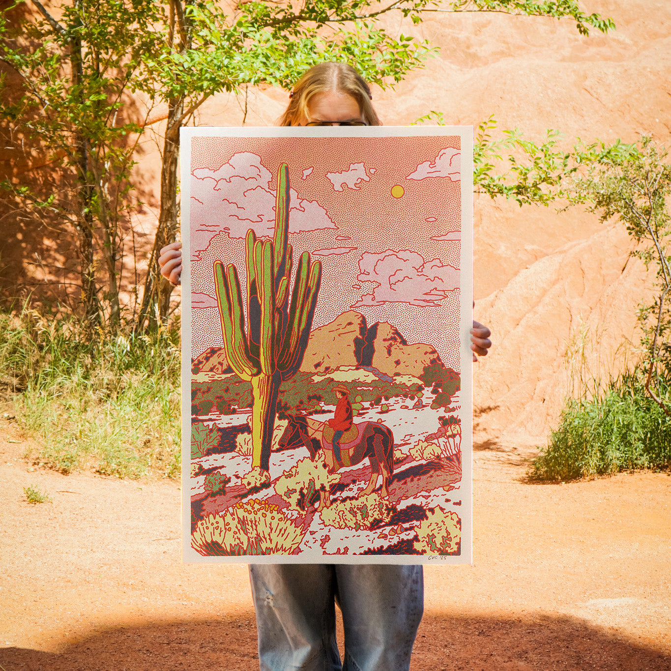 Saguaro Cowboy Art Print