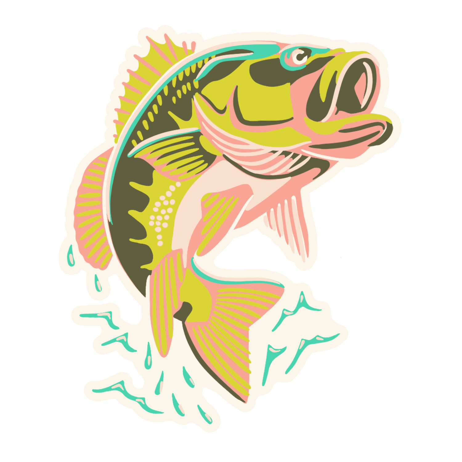 Leaping Bass Wooden Ornament