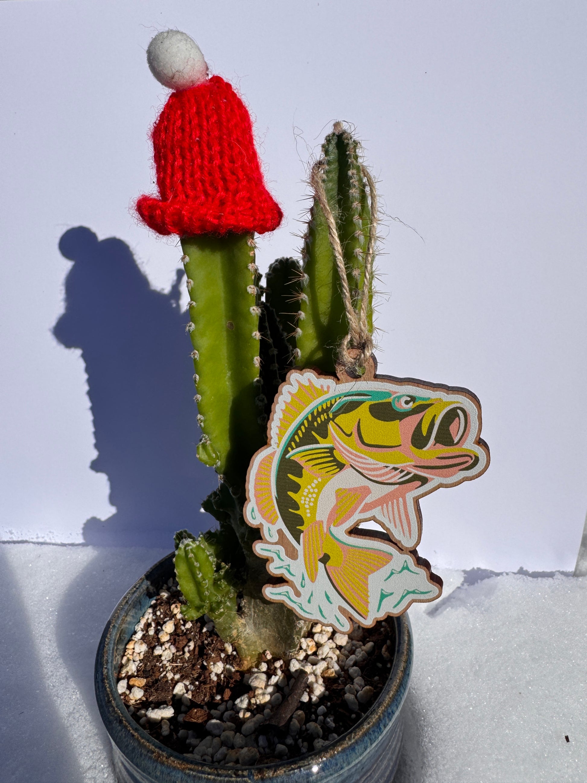Leaping Bass Wooden Ornament