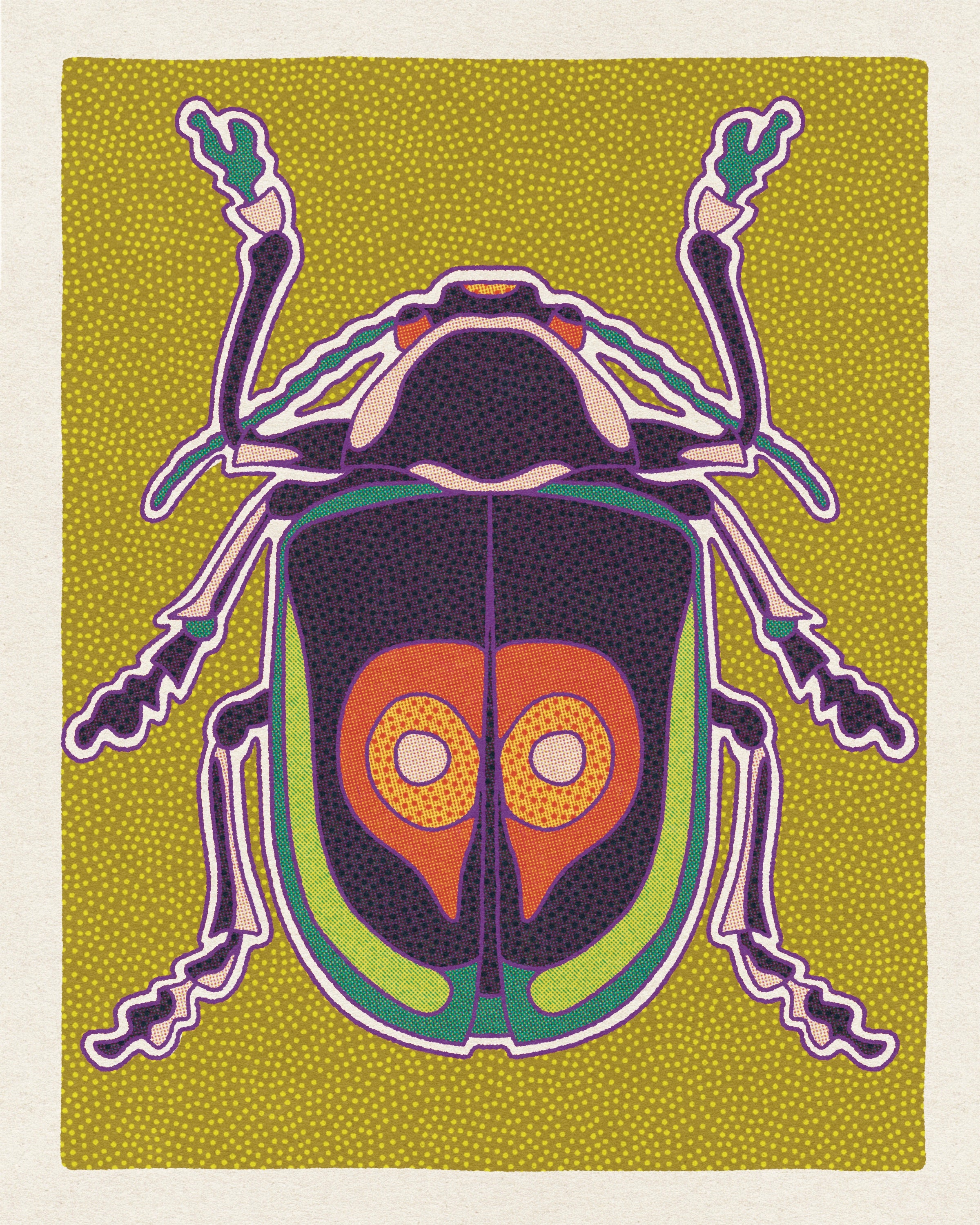 Purple and Green Beetle Art Print