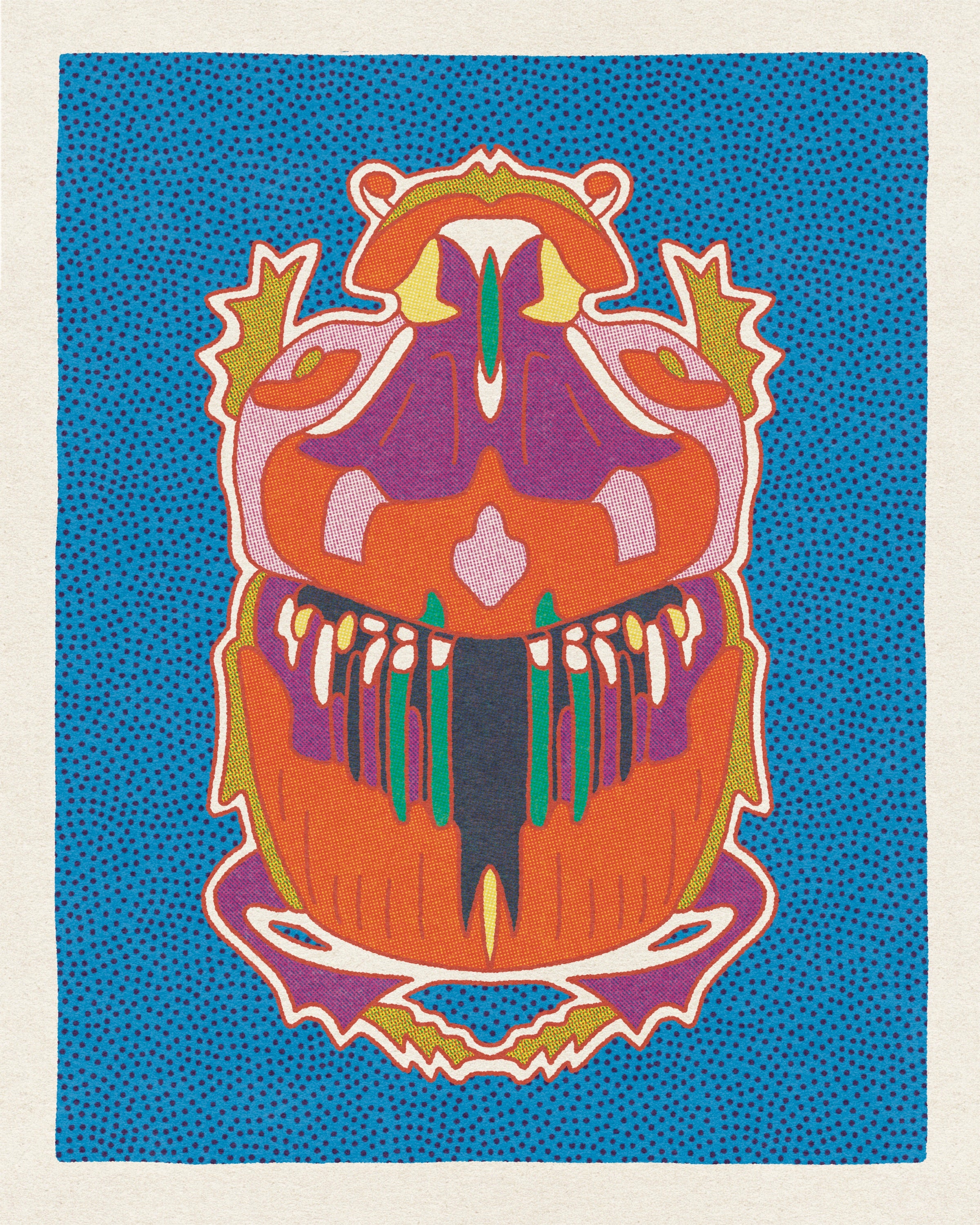 Orange and Blue Beetle Art Print