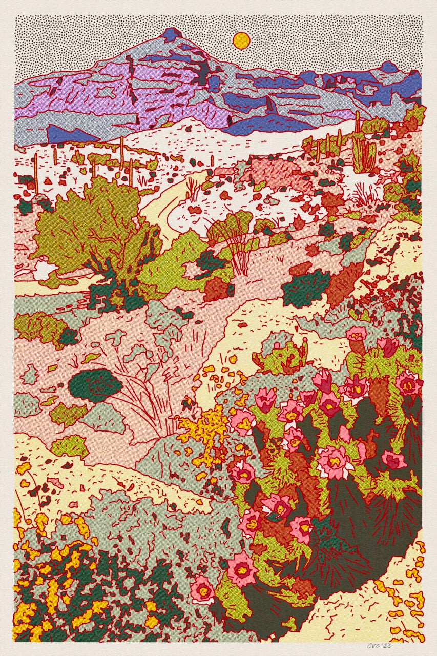 Vertical Mountain Cactus Art Print