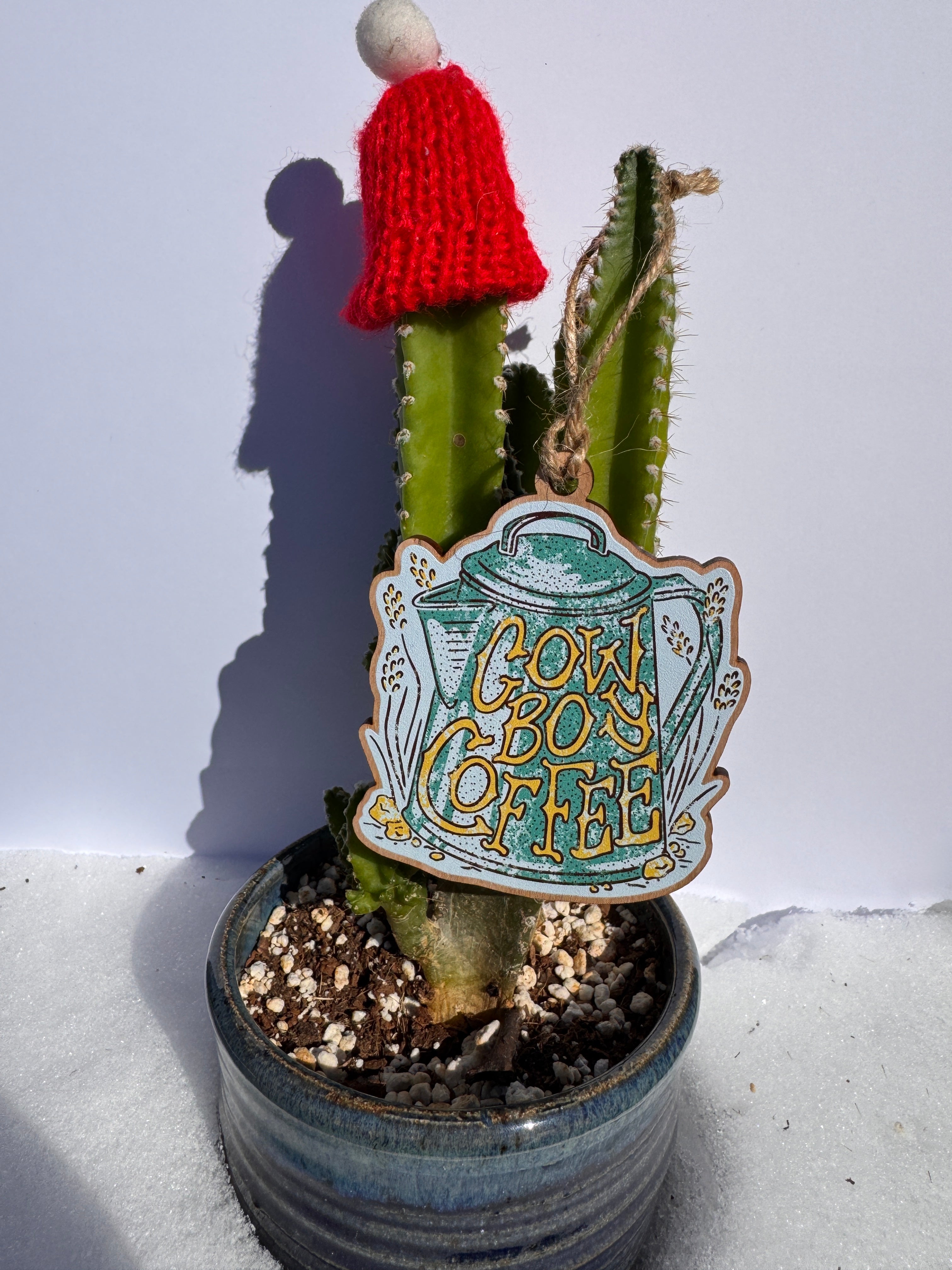 Cowboy Coffee Wooden Ornament