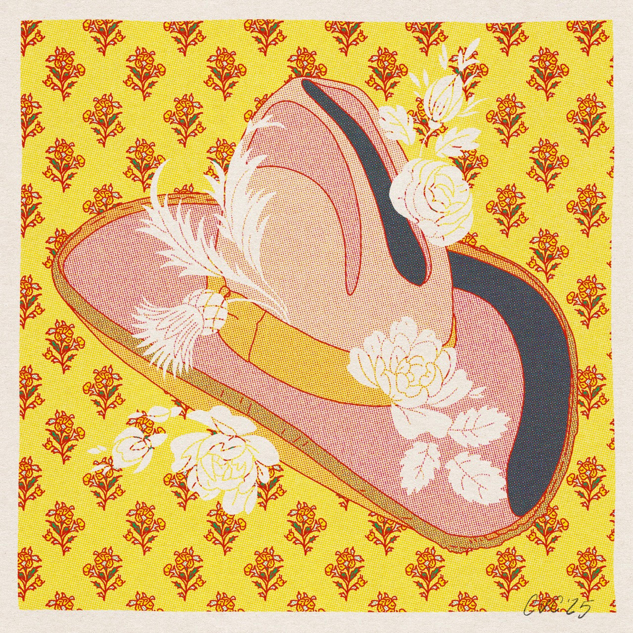 Pink and Yellow Cowboy Hat Floral Art