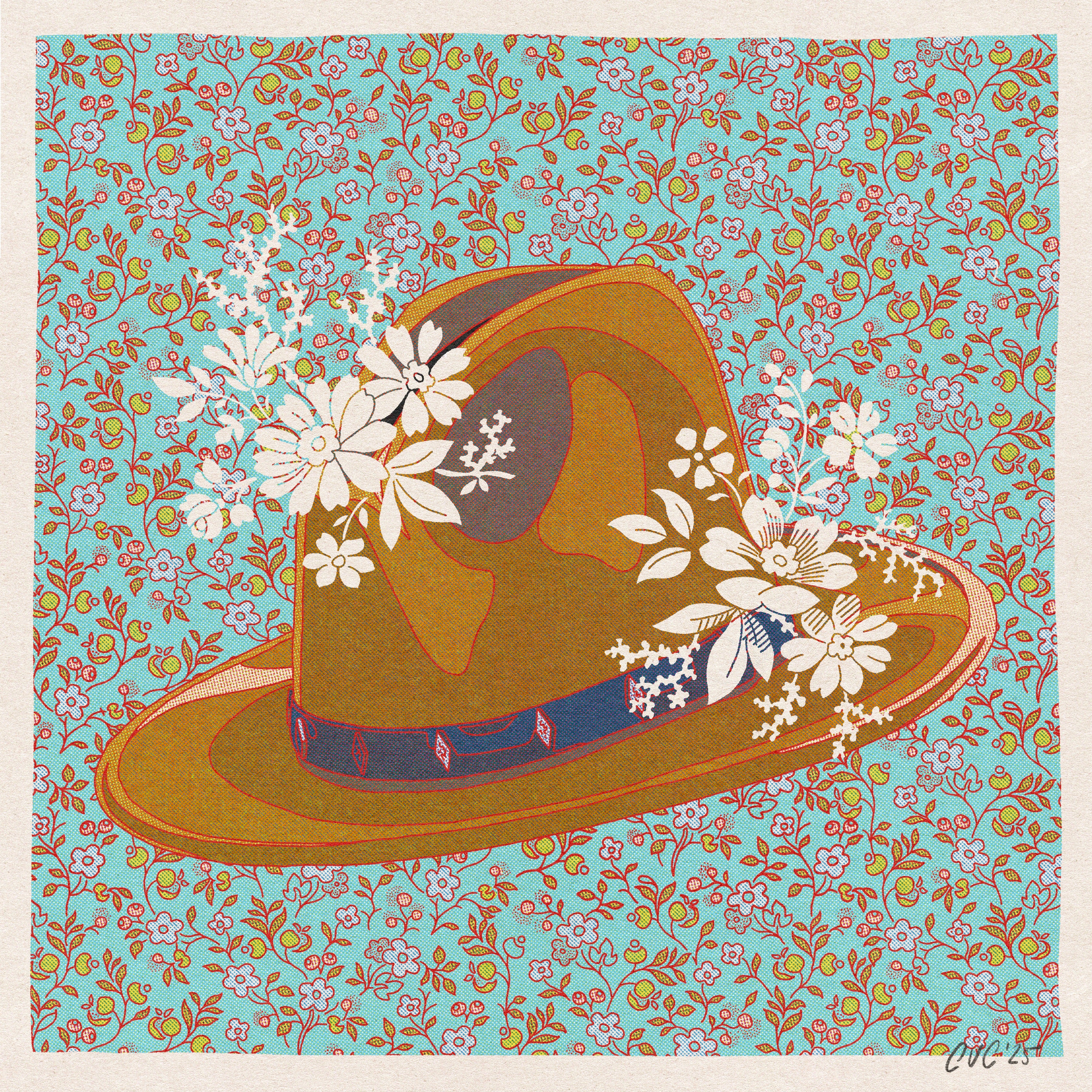 Brown and Teal Cowboy Hat
