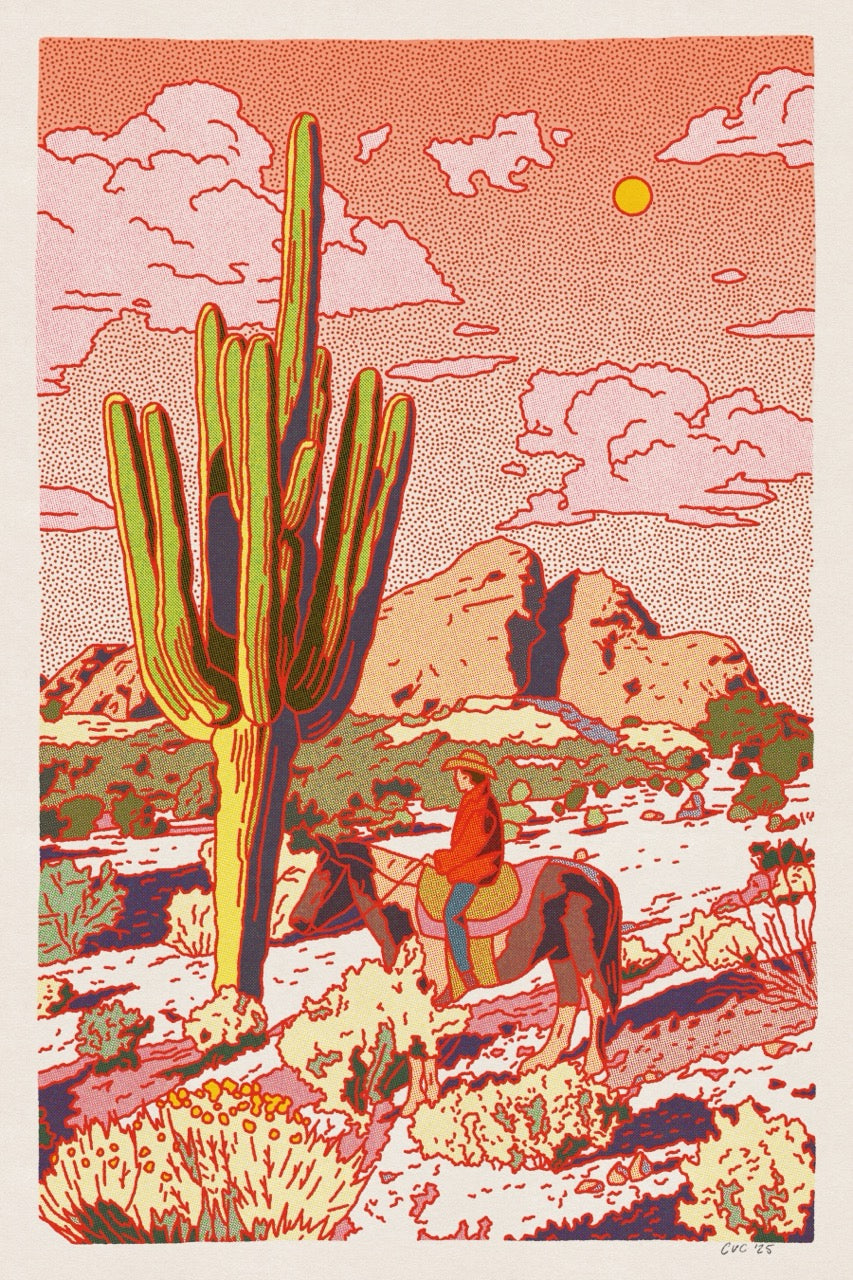 Saguaro Cowboy Art Print
