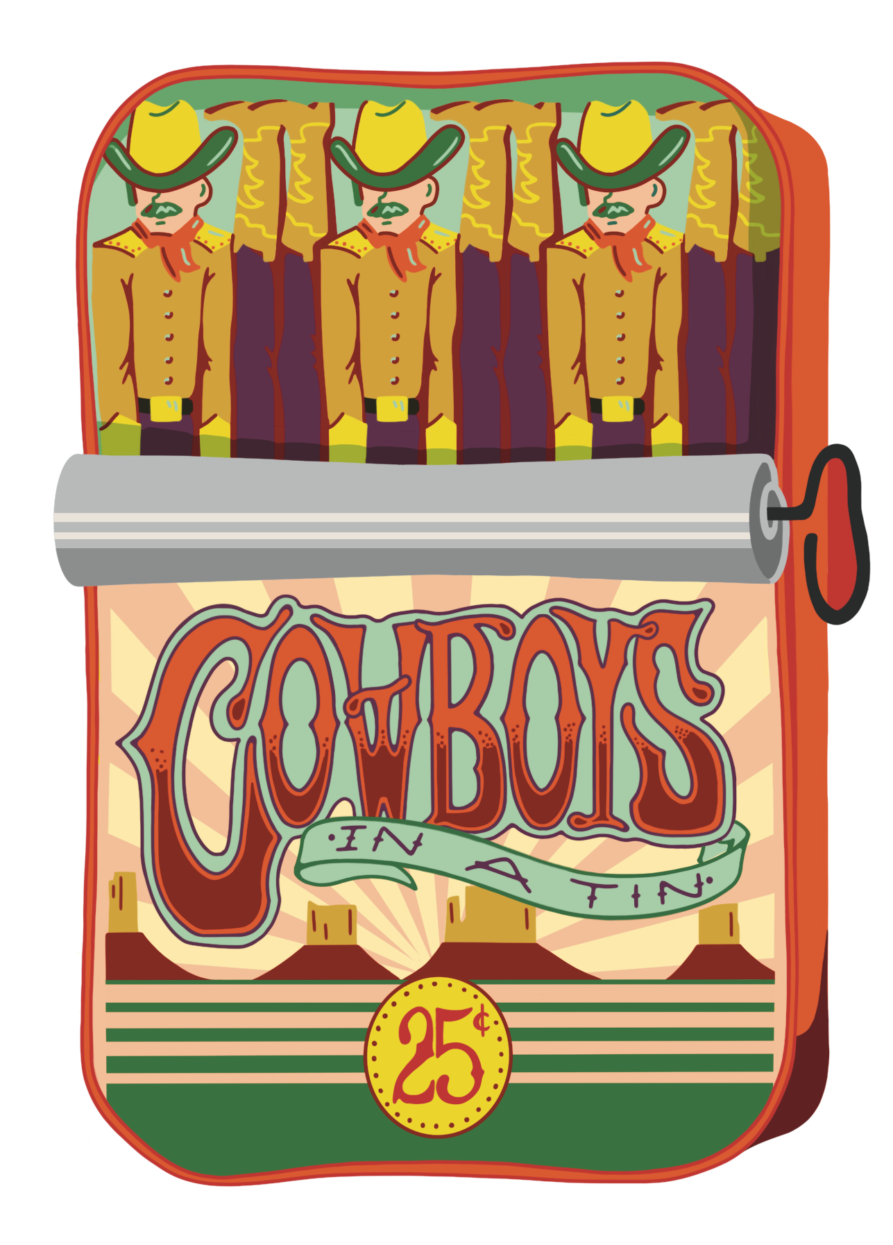 Cowboys in a Tin Ornament