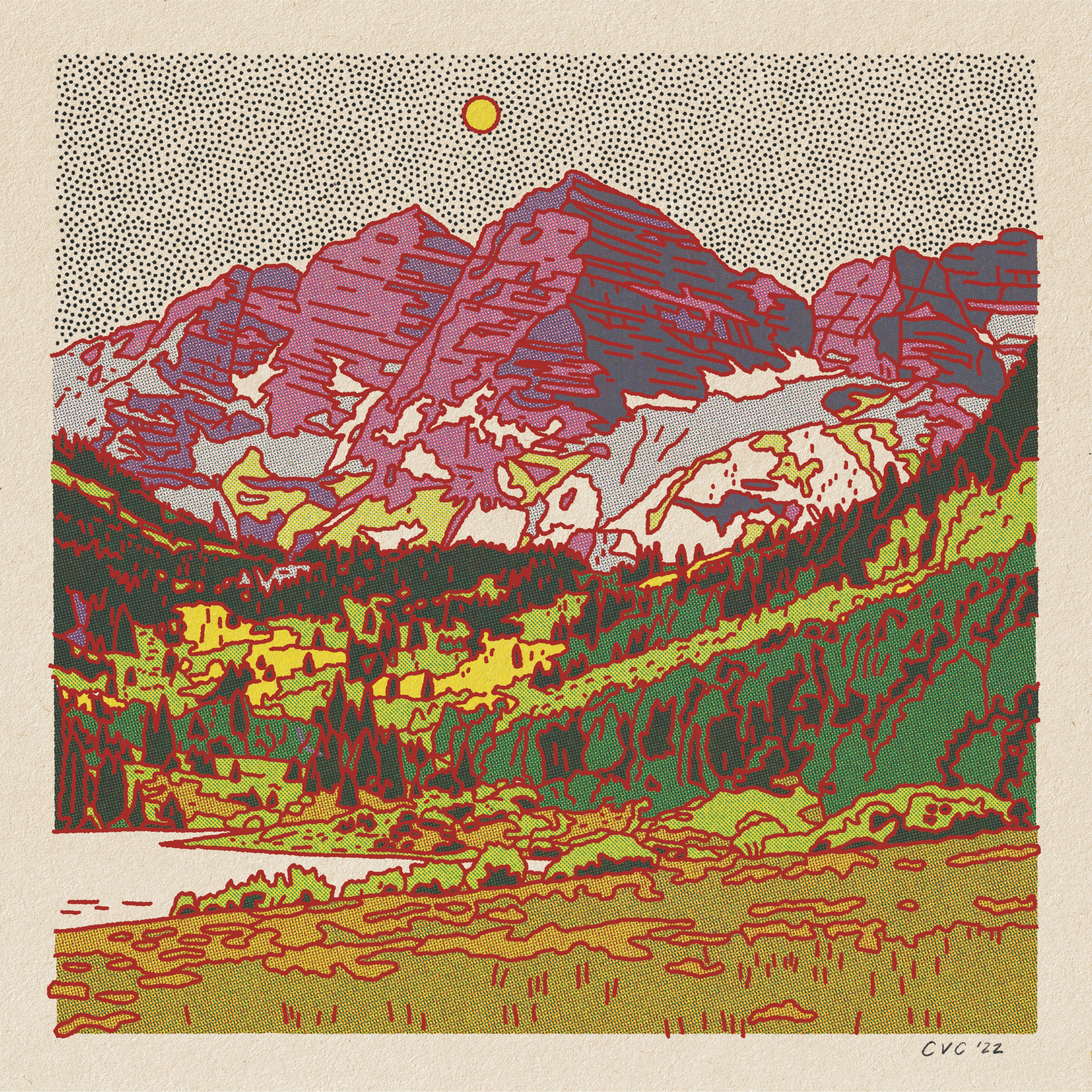 The Maroon Bells Art Print - Caroline Clark Design