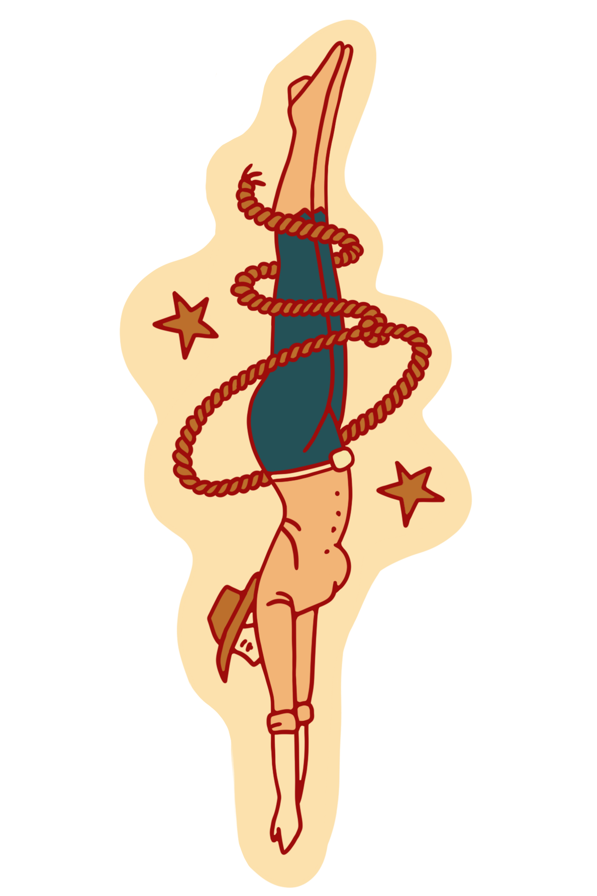 Diving Cowgirl Wood Ornament