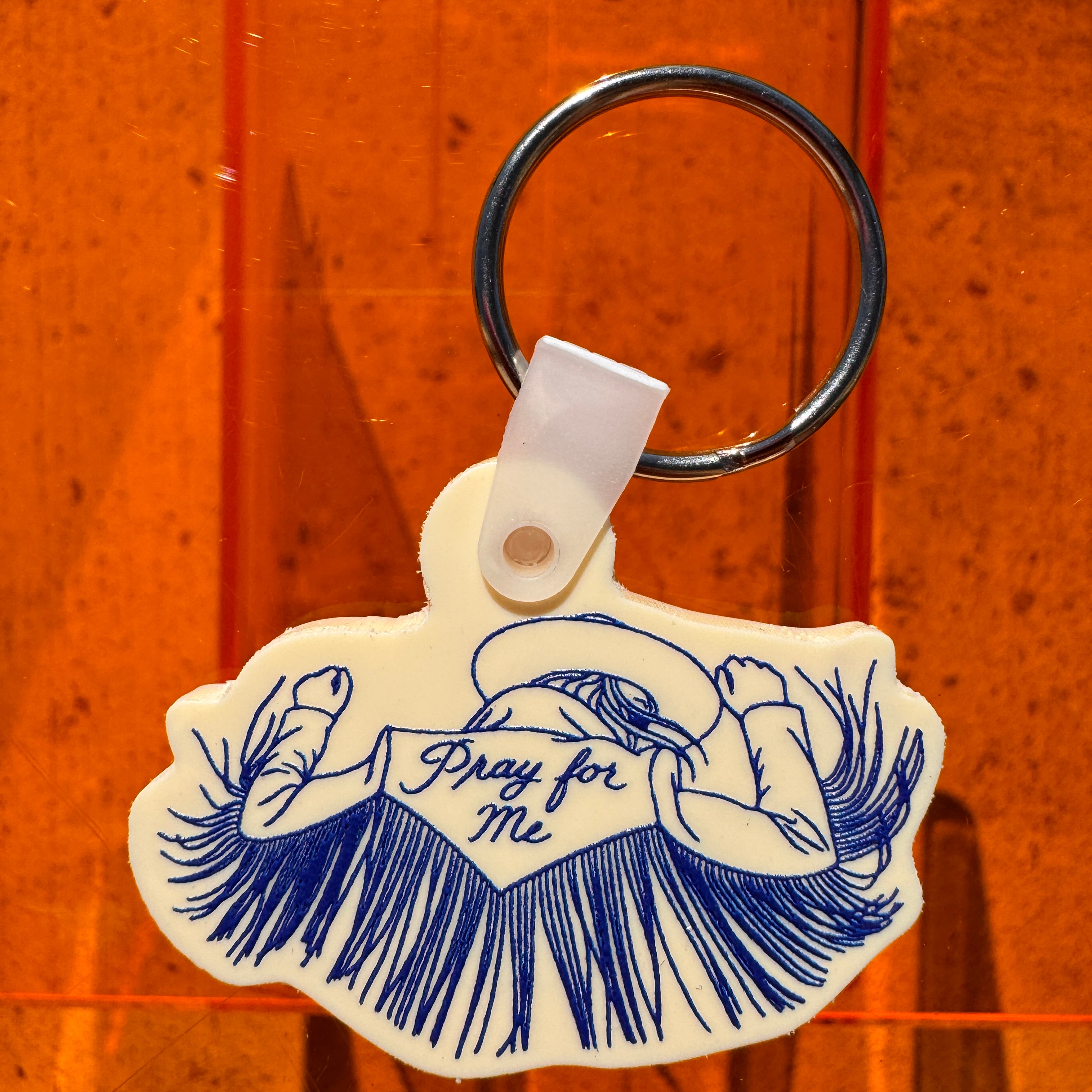 White Pray for Me Keychain