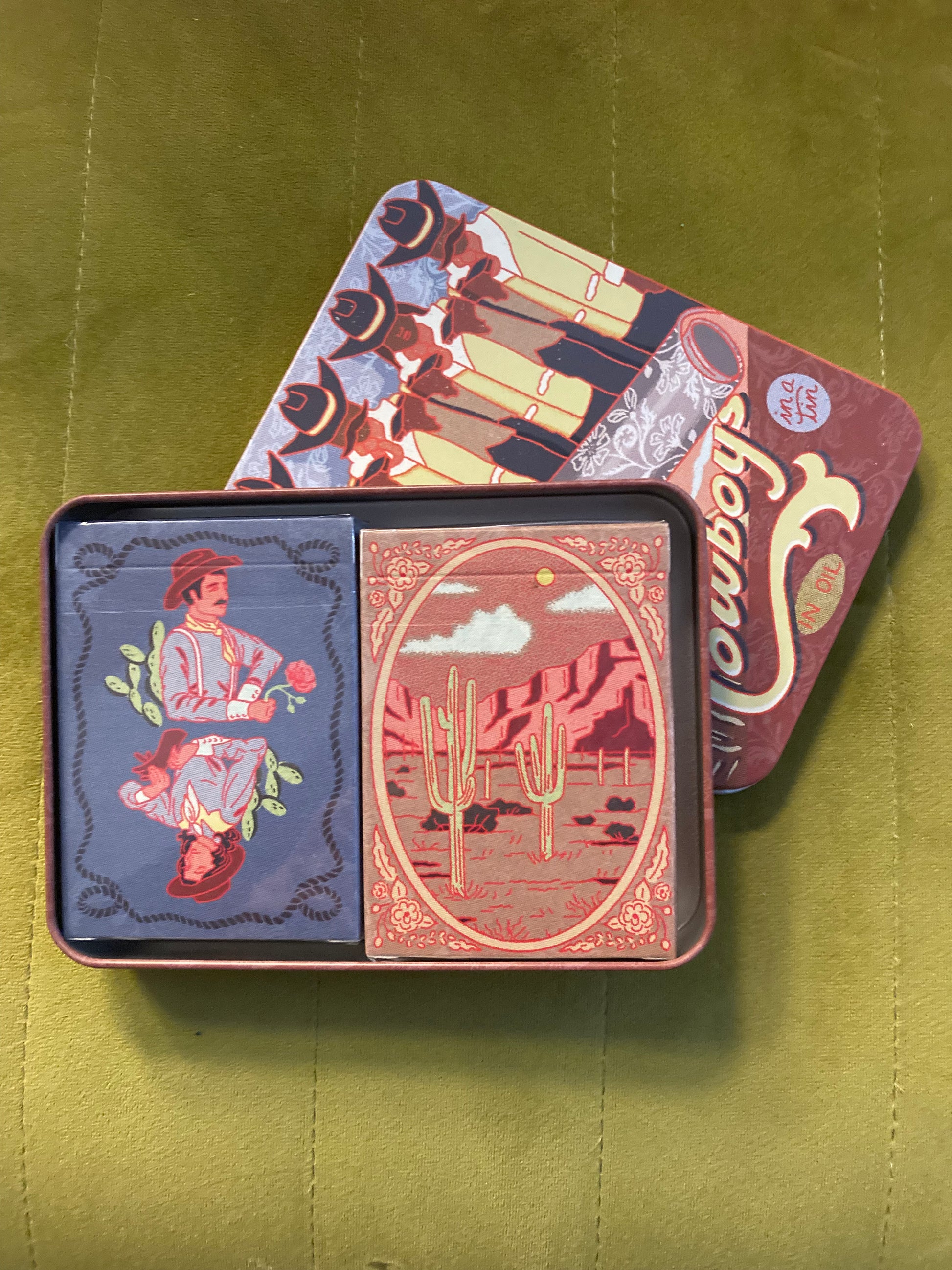Cowboys in a Tin Playing Cards Set