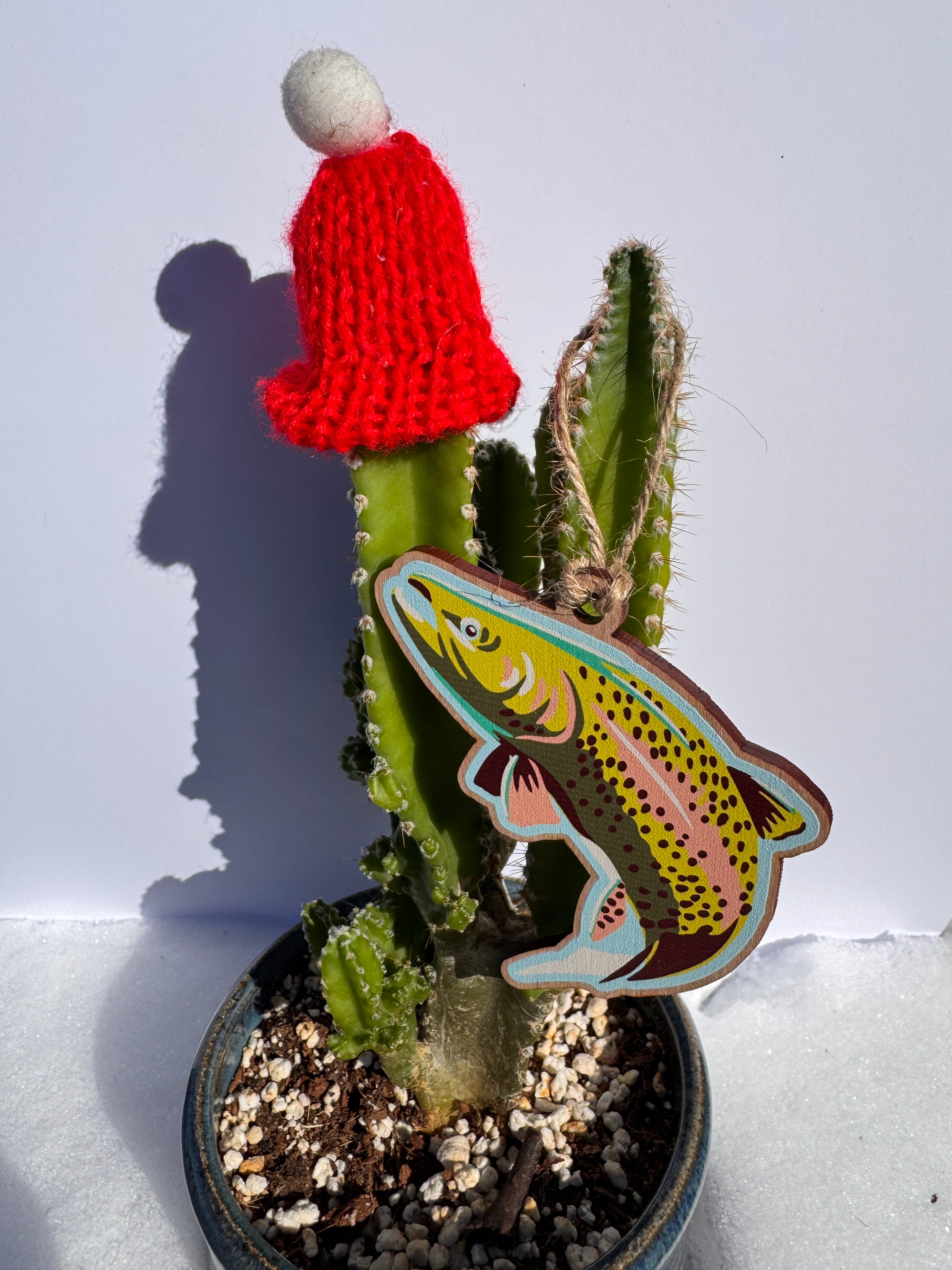 Leaping Trout Wooden Ornament